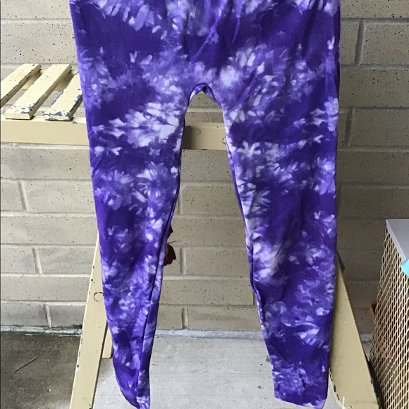 Purple Tie Dyed Tights - Picture 1 of 3
